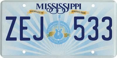 MS license plate ZEJ533