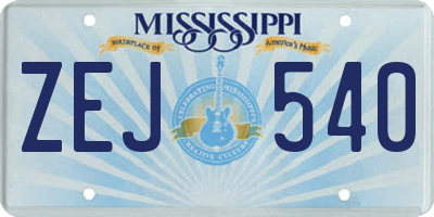 MS license plate ZEJ540