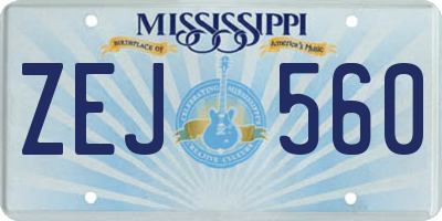 MS license plate ZEJ560