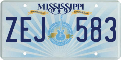 MS license plate ZEJ583