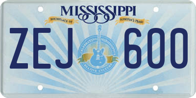 MS license plate ZEJ600