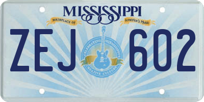 MS license plate ZEJ602