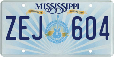 MS license plate ZEJ604