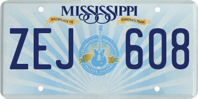 MS license plate ZEJ608