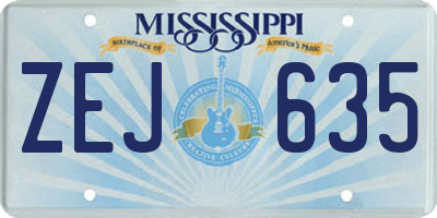 MS license plate ZEJ635