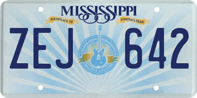 MS license plate ZEJ642