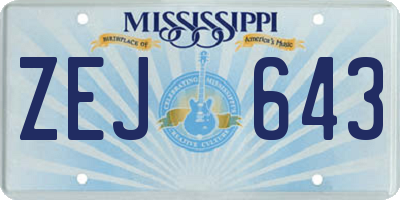 MS license plate ZEJ643