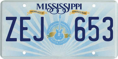 MS license plate ZEJ653
