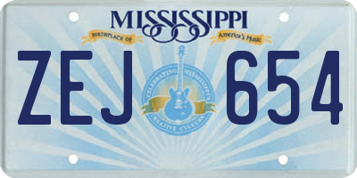 MS license plate ZEJ654