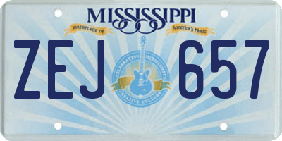 MS license plate ZEJ657