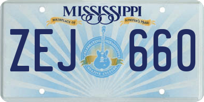 MS license plate ZEJ660