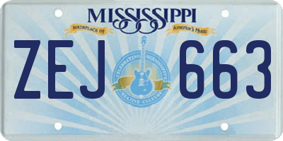 MS license plate ZEJ663