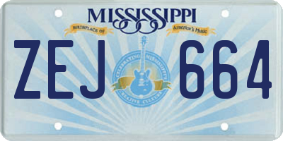 MS license plate ZEJ664