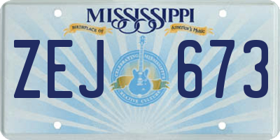 MS license plate ZEJ673