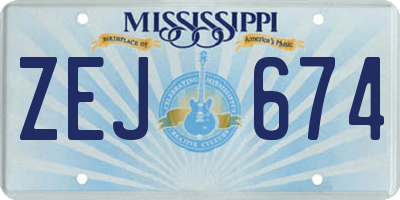 MS license plate ZEJ674