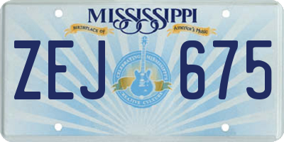 MS license plate ZEJ675