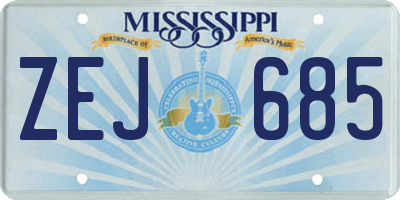 MS license plate ZEJ685