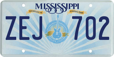 MS license plate ZEJ702