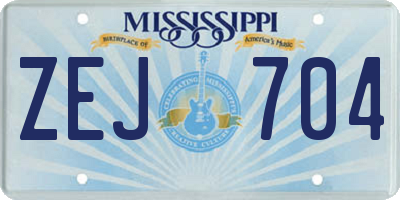 MS license plate ZEJ704
