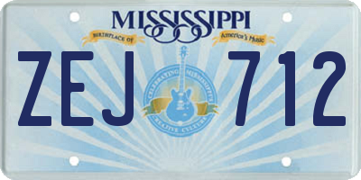 MS license plate ZEJ712