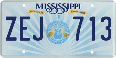 MS license plate ZEJ713