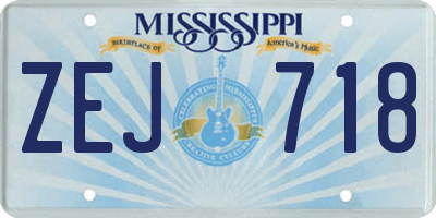 MS license plate ZEJ718