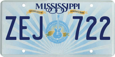 MS license plate ZEJ722