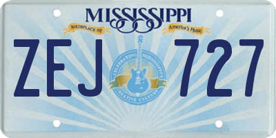 MS license plate ZEJ727