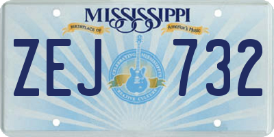 MS license plate ZEJ732