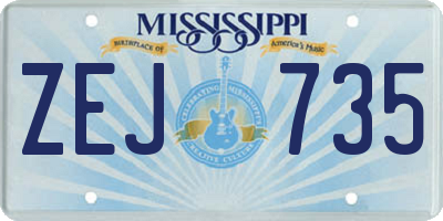 MS license plate ZEJ735