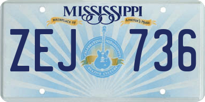 MS license plate ZEJ736