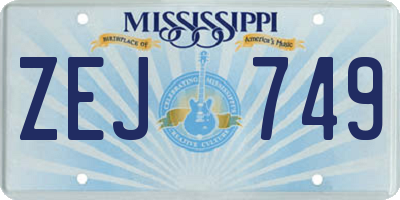 MS license plate ZEJ749