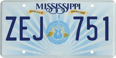 MS license plate ZEJ751