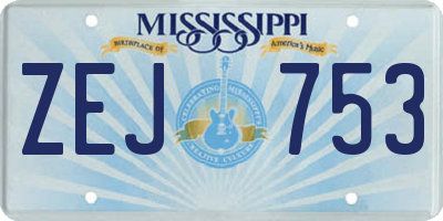 MS license plate ZEJ753