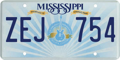 MS license plate ZEJ754