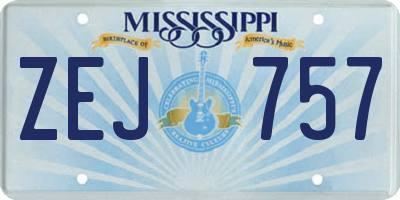 MS license plate ZEJ757