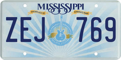 MS license plate ZEJ769