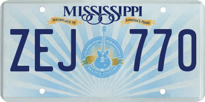 MS license plate ZEJ770