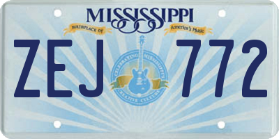 MS license plate ZEJ772