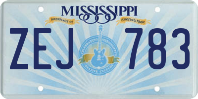MS license plate ZEJ783
