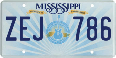 MS license plate ZEJ786