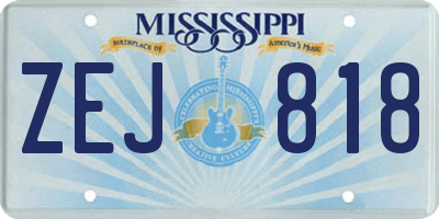 MS license plate ZEJ818