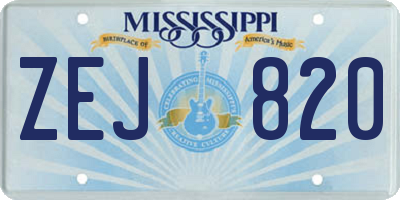 MS license plate ZEJ820