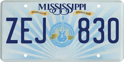 MS license plate ZEJ830