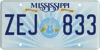 MS license plate ZEJ833