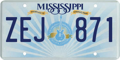 MS license plate ZEJ871