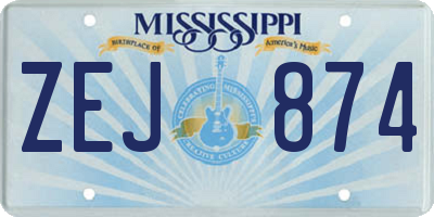 MS license plate ZEJ874