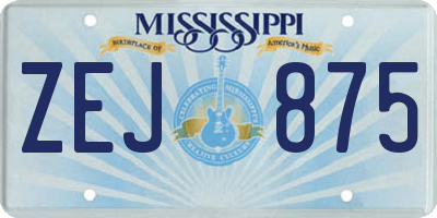 MS license plate ZEJ875