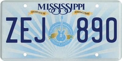 MS license plate ZEJ890