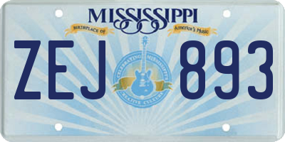 MS license plate ZEJ893